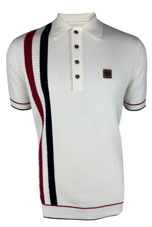 Racing Stripe Fine Gauge Polo TR/9013 Ecru