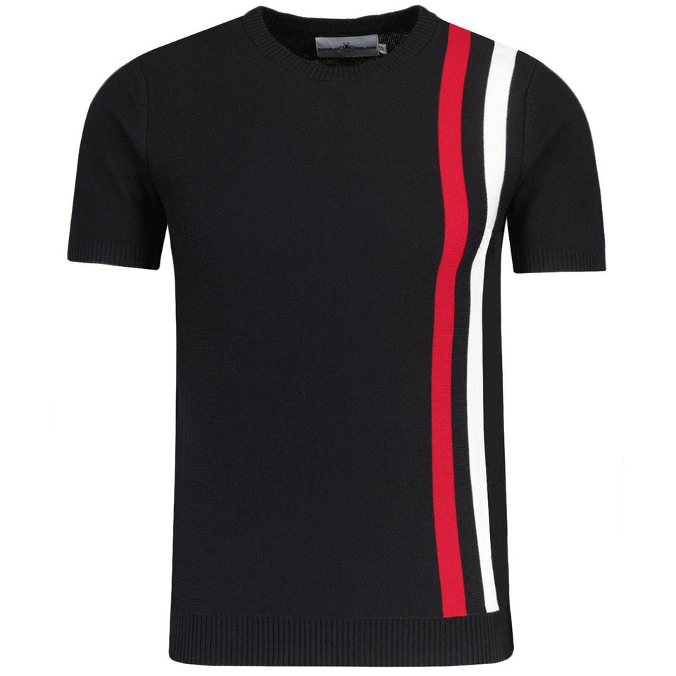 Reaction Racing Stripe Knitted Tee Black