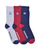 3 Pack Solid Sock Red/Navy/Grey