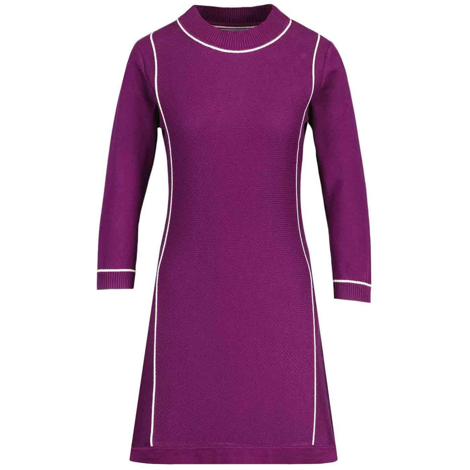 Marchand Piping Trim Knitted Dress Purple