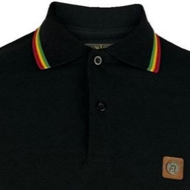TC/1041 Three colour tipped pique polo Black