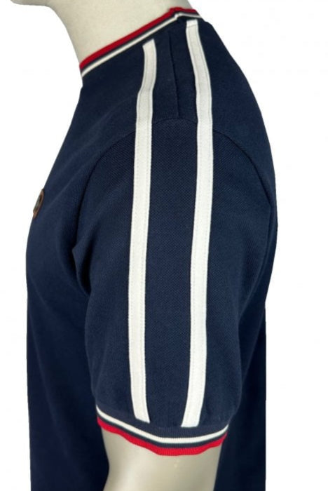 Three colour tipped pique Tee TC/1042 Navy