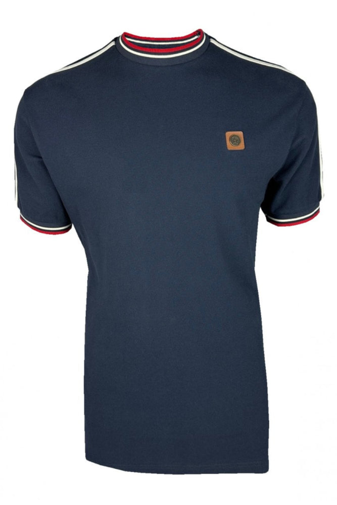 Three colour tipped pique Tee TC/1042 Navy M,L & XL