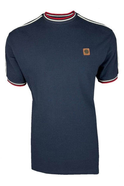 Three colour tipped pique Tee TC/1042 Navy M,L & XL