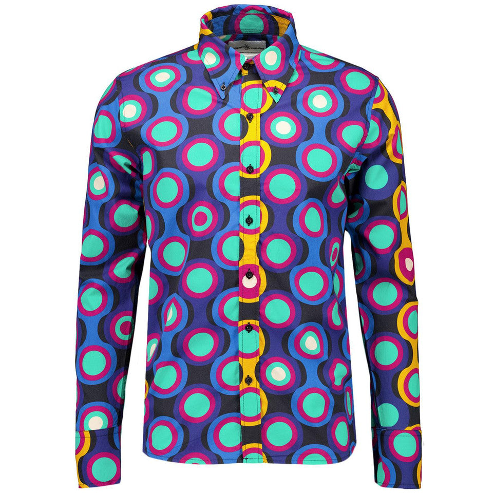 Trip Psych-Out Abstract Mod Target Print Shirt (Jet Set)