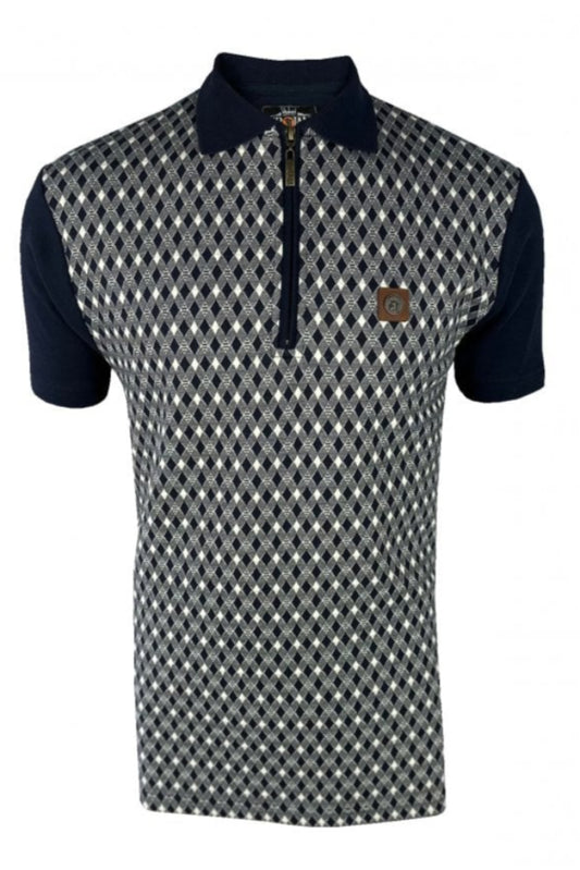 Diamond Jacquard Zip Panel Polo TR/8972 L