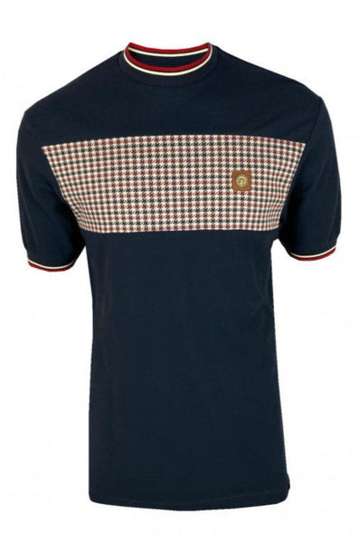 Houndstooth Panel Tee TR/8789 Navy