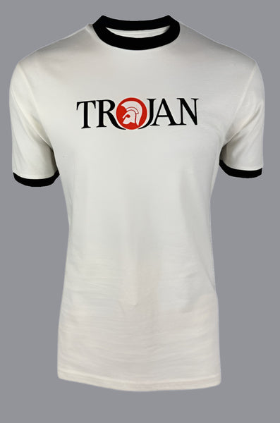 Trojan Logo Ringer Tee TC/1014 Ecru