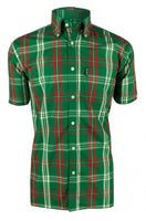 Windowpane Check S/S B/D Shirt with free matching pocket square TC/1003 Emerald 4XL