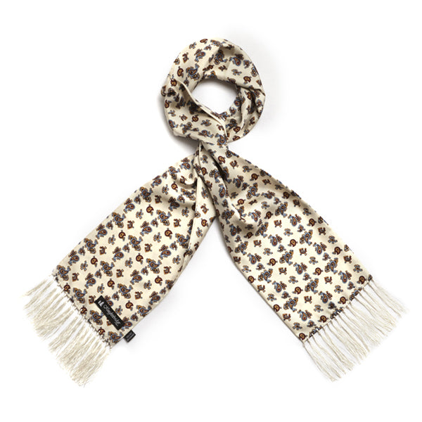 Cream Paisley Silk Aviator Scarf