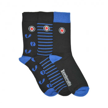 3 Pack Sock Paisley Black/Blue