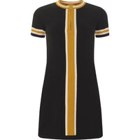 Aster Retro Knitted Zip Neck Dress in Black