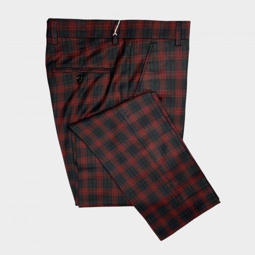 Check trousers with drawstring  Red  Benetton