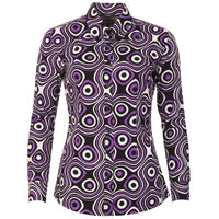 Cosmic Women's Op Art Shirt in Royal Lilac 10
