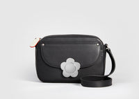 Black Leather Daisy Bag