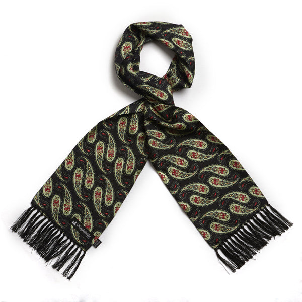 Dark Green/Mint Paisley Silk Aviator Scarf