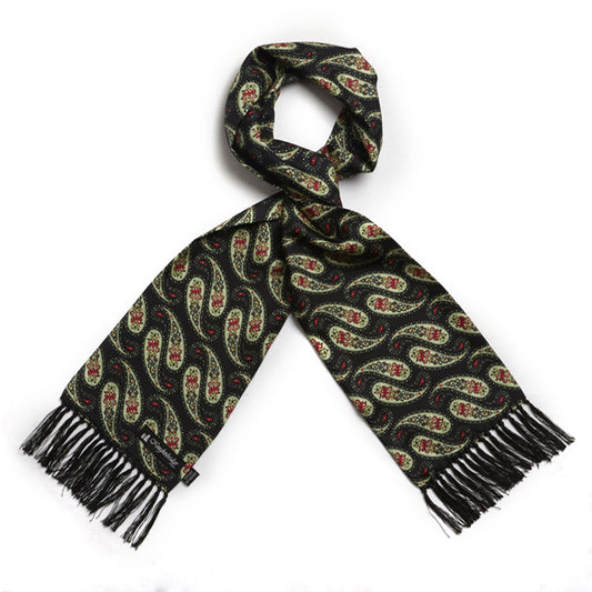 Dark Green/Mint Paisley Silk Aviator Scarf