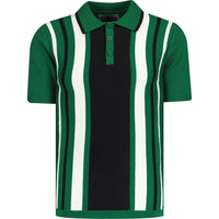 Folklore Mod Stripe Knit Polo (Green)