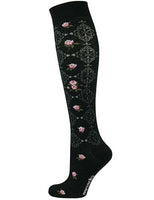Knee High Socks Floral Design Combed Cotton Non-Slipping
