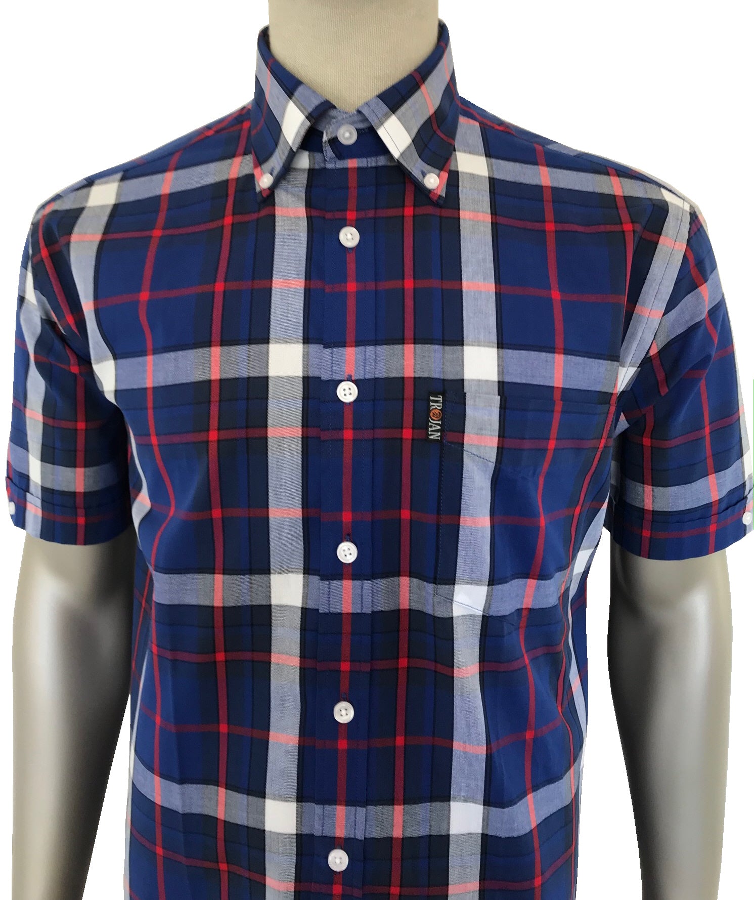 Madras Check S/S B/D Shirt with matching pocket square S