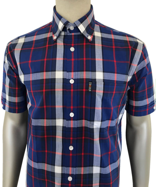 Madras Check S/S B/D Shirt with matching pocket square S