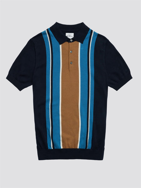 Mod Stripe Polo Shirt Dark Navy 2XL