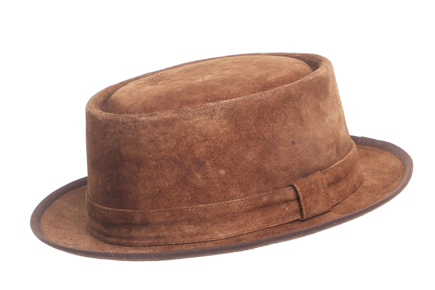 Suede Leather Pork Pie Hat Brown