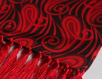 Red & Black Paisley Swirl Short Silk Aviator Scarf