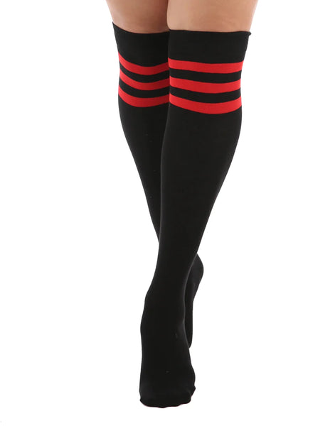 Referee Overknee Socks (Black/Red)
