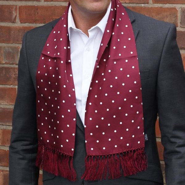 Burgundy Polka Dot Silk Scarf
