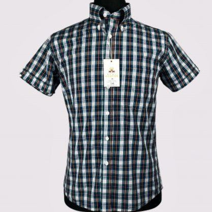Sea Green Madras Check Short Sleeves Shirt