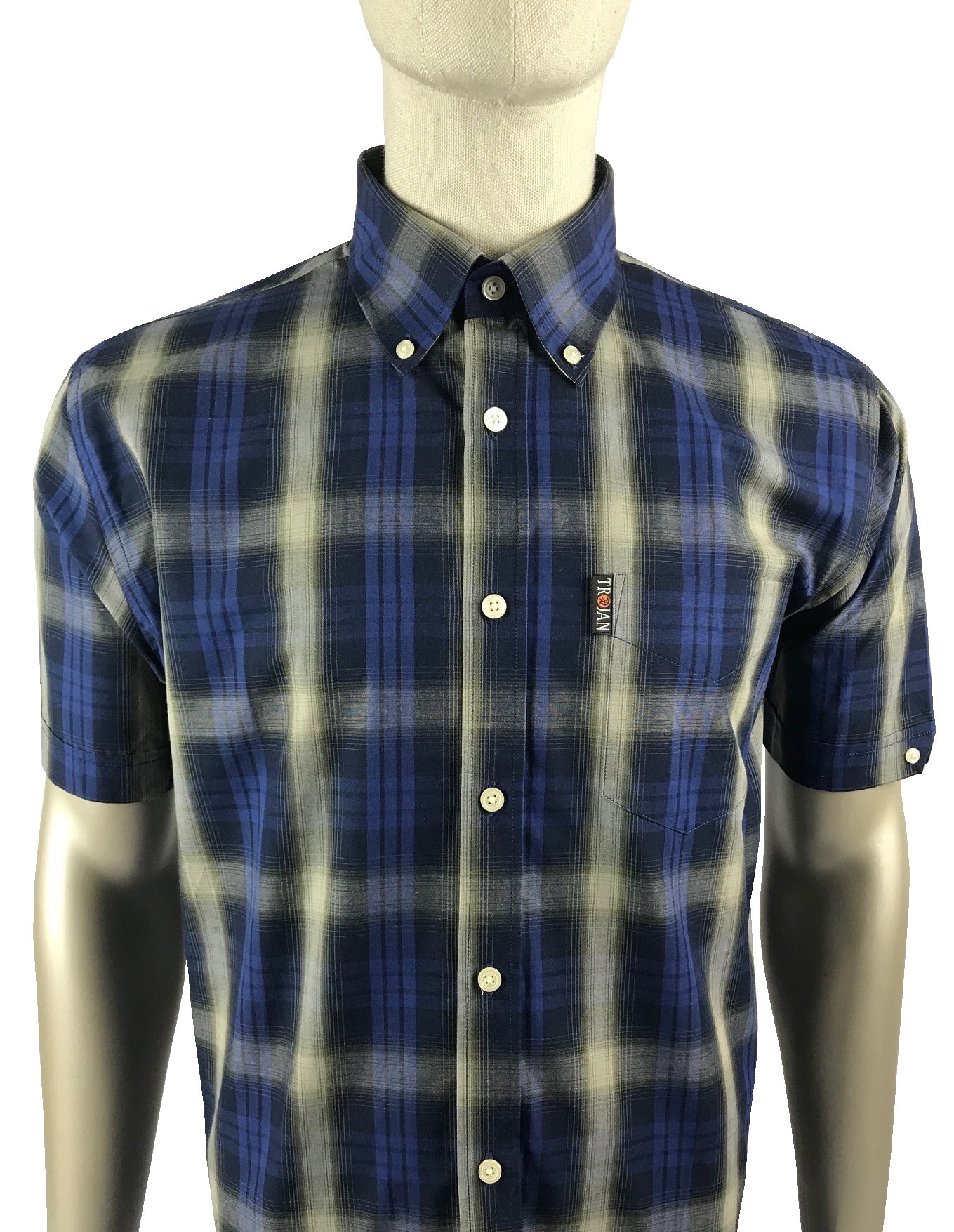 Shadow Check B/D Shirt Navy S