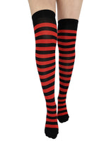 Striped Over The Knee Socks Black/Red