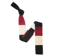 Silk Knitted Tie Black/White/Red Bold Stripes