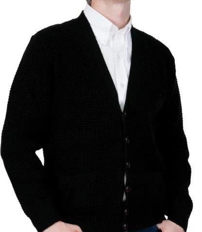 Waffle Knit Cardigan Black