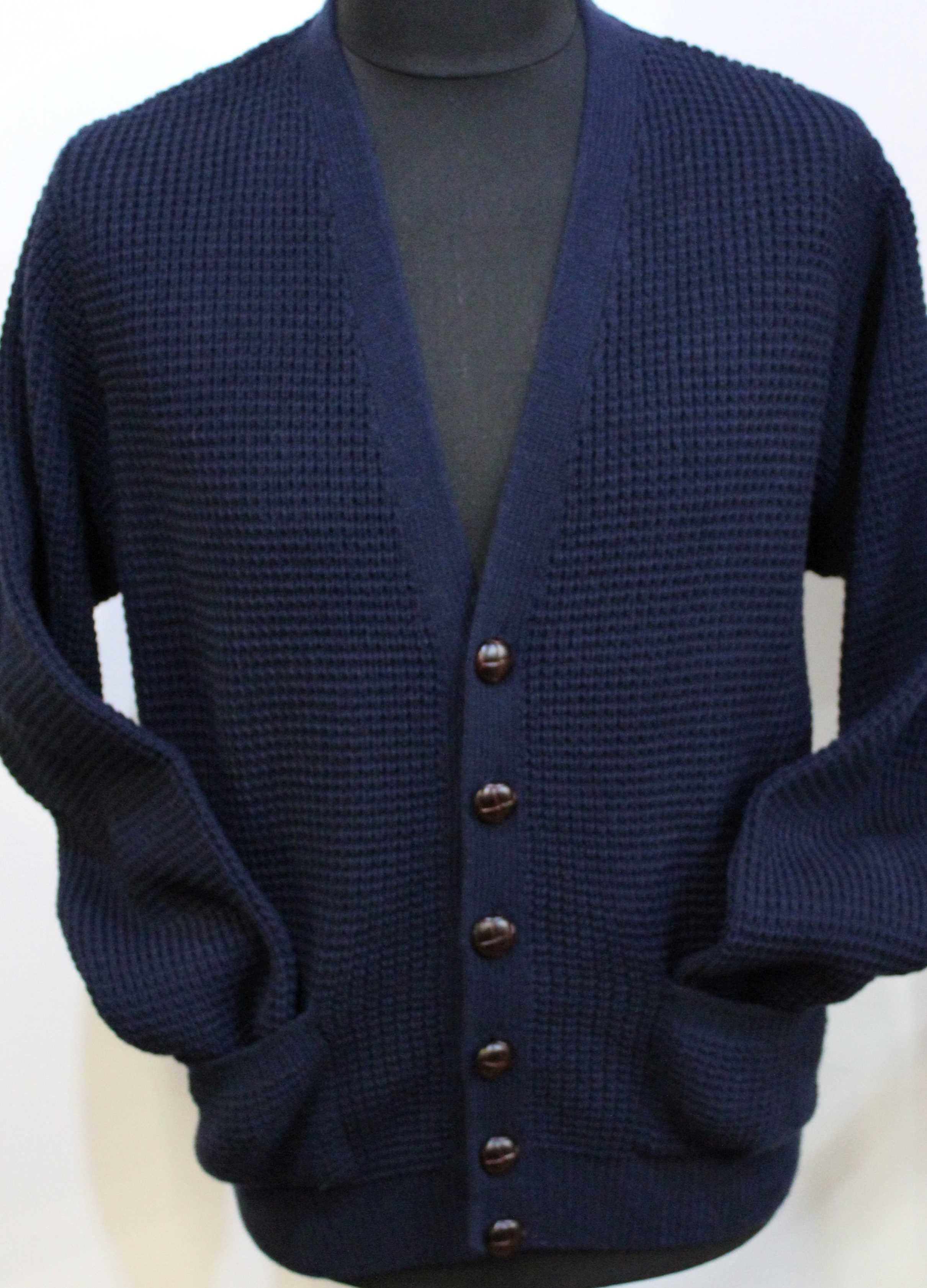 Waffle Knit Cardigan Navy