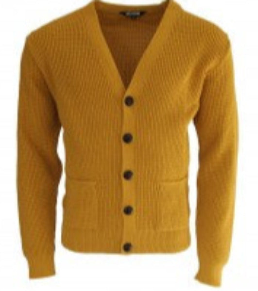 Waffle Knit Cardigan Mustard