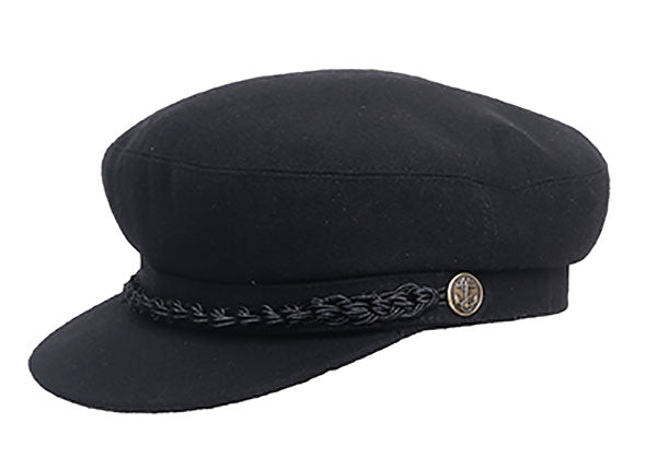 Melton Wool Barge Cap Black