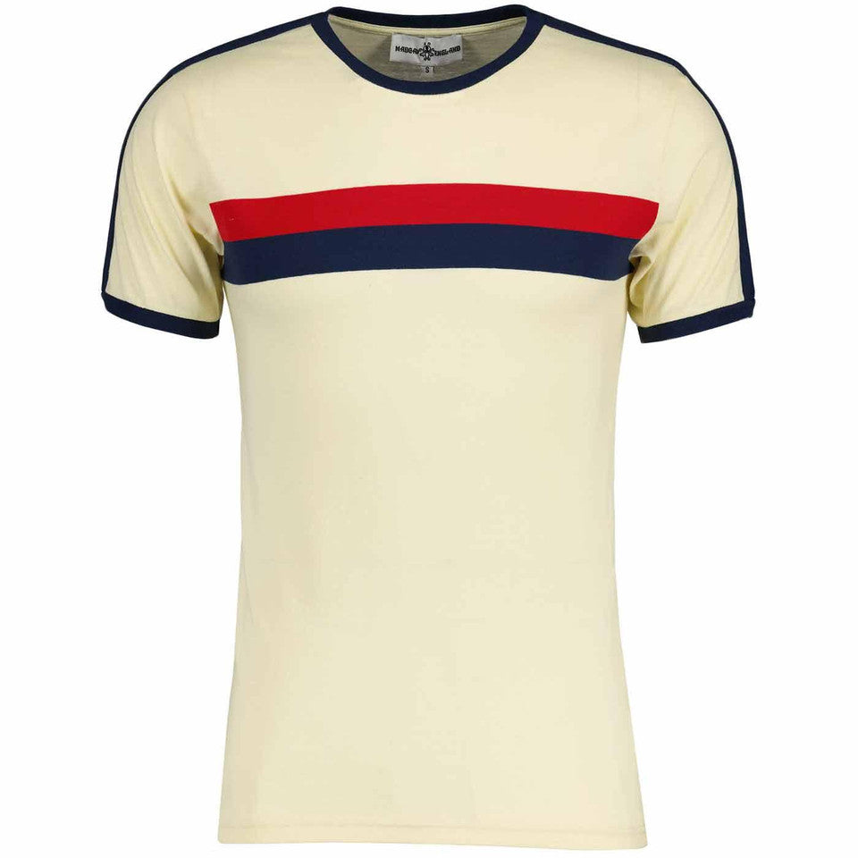 Chest Stripe Ringer Tee Shirt Ecru