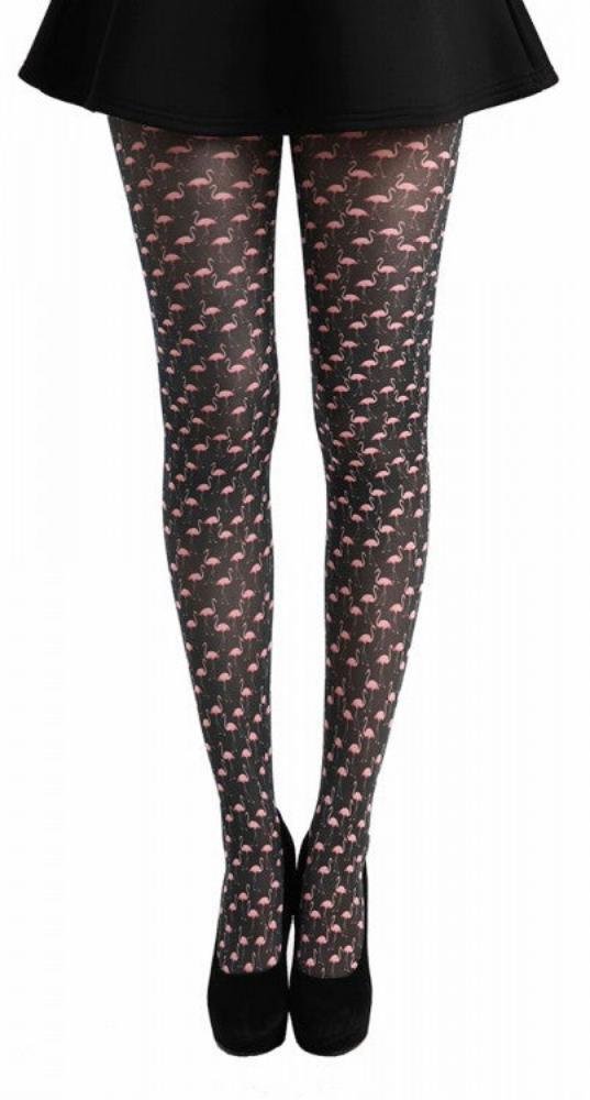 Flamingo-printede strømpebukser