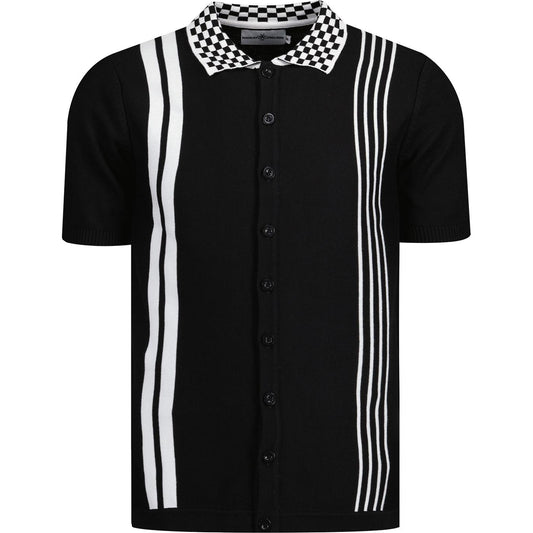 Charlie Checkerboard Collar Knitted Polo Black S
