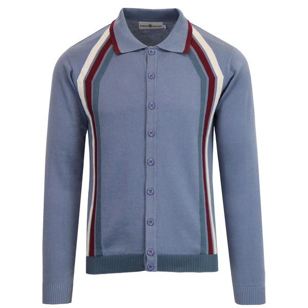 Blast Contoured Stripe Button Through Polo Shirt (Flintstone)