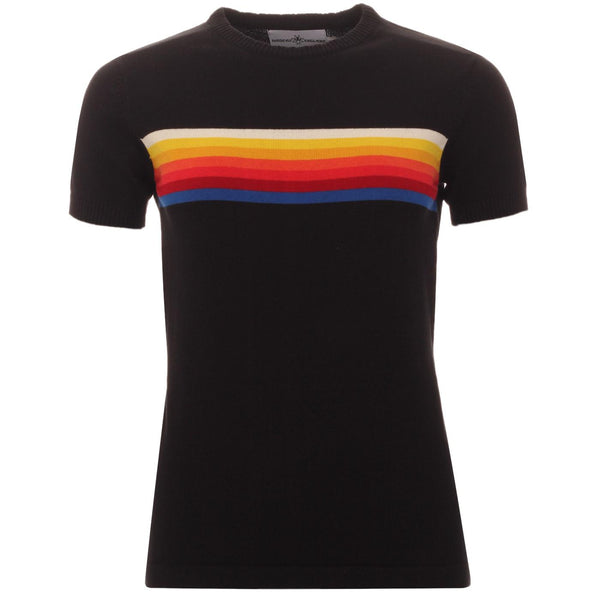 Britpop Women's Retro Mod Rainbow Stripe Knitted T-Shirt