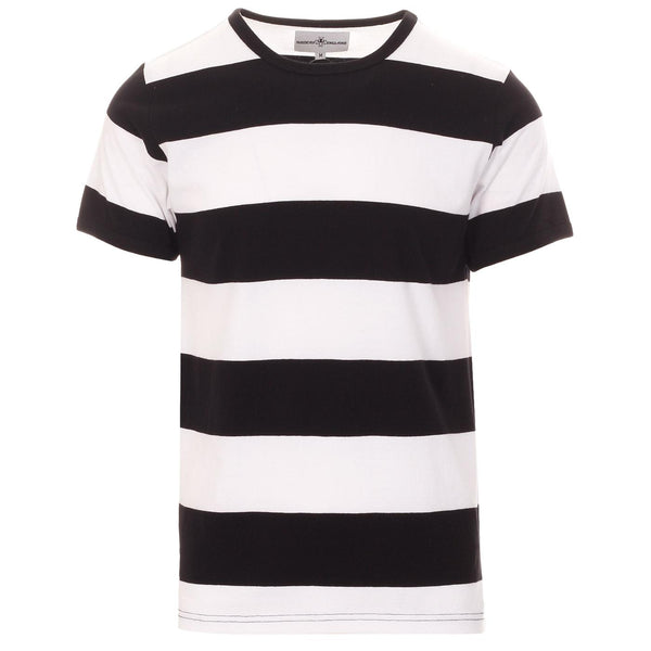 Milne Mens Block Stripe T-Shirt in Black/White