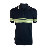 Border Stripe Fine Gauge Zip Polo TR/8707 Navy M