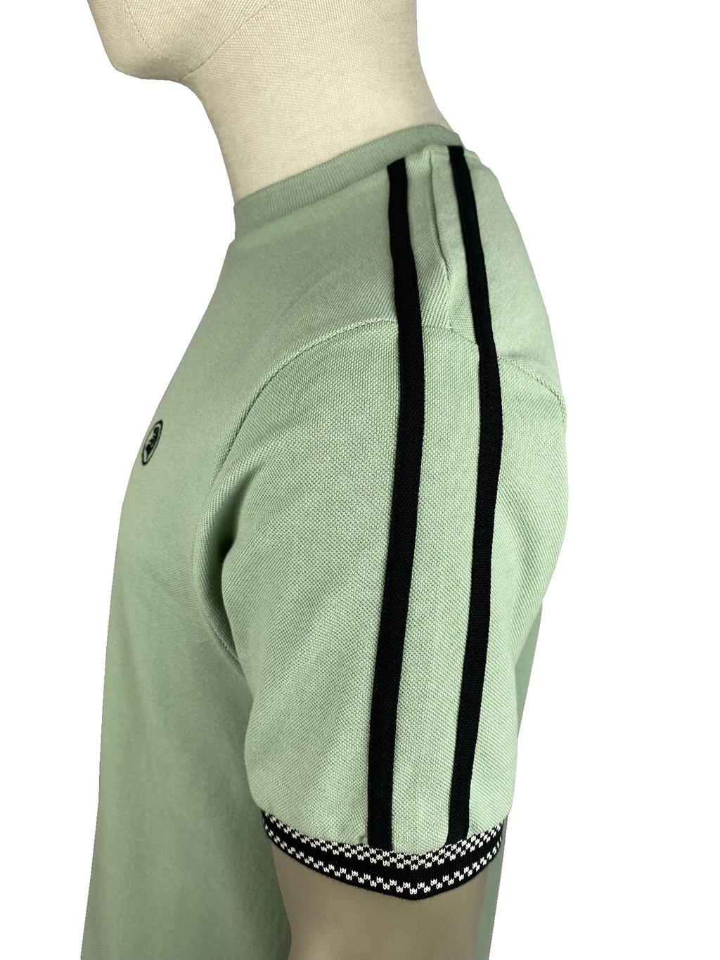 Twin Stripe Chequerboard Tee TR/8731 Sage