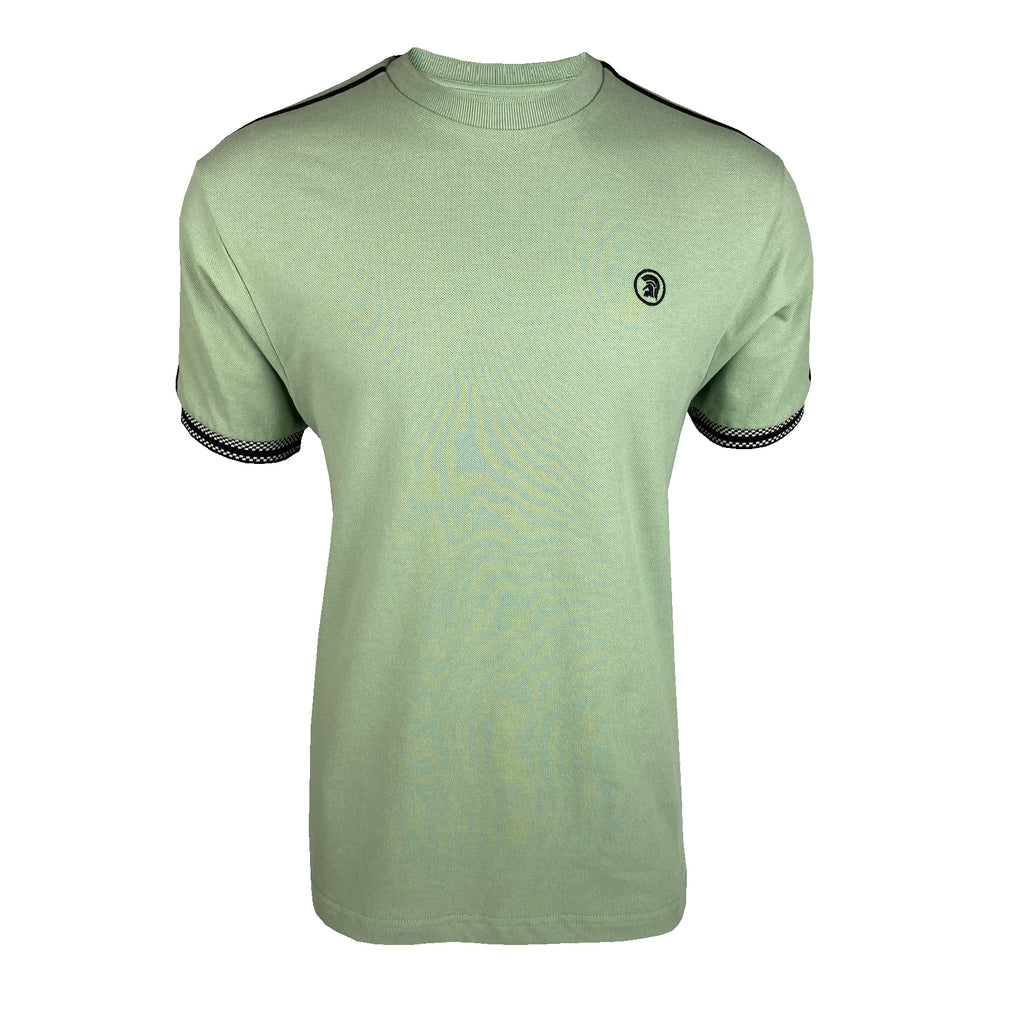 Twin Stripe Chequerboard Tee TR/8731 Sage