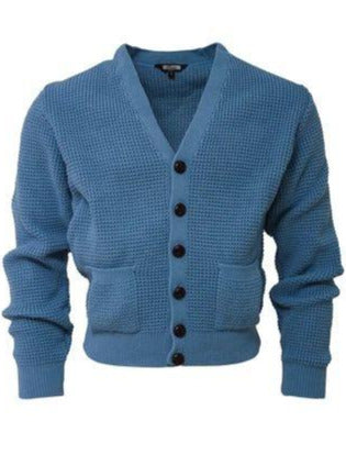 Waffle Knit Cardigan Dusty Blue